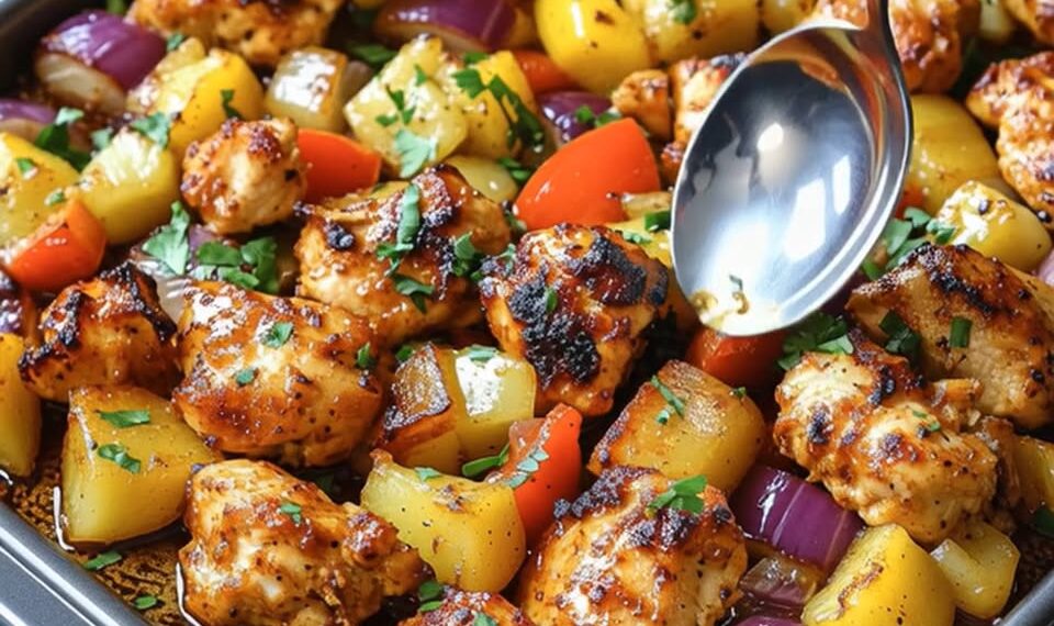 Sweet & Sassy Pineapple Chicken Traybake