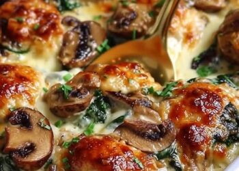 Savory Chicken Spinach and Mushroom Low-Carb Casserole Happiness