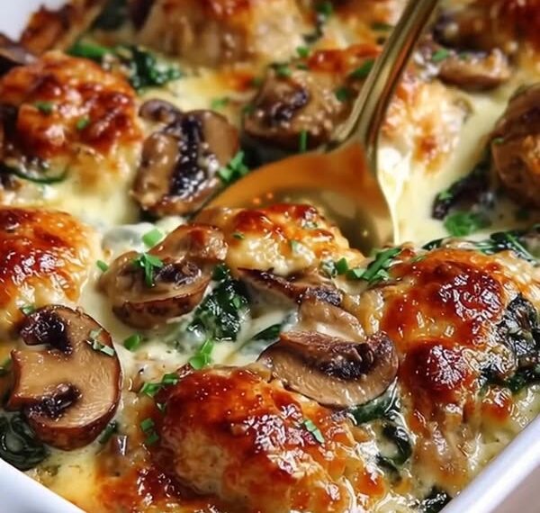 Savory Chicken Spinach and Mushroom Low-Carb Casserole Happiness