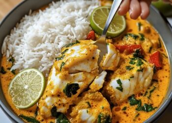 Tropical Coconut Lime Fish Curry with Jasmine Rice