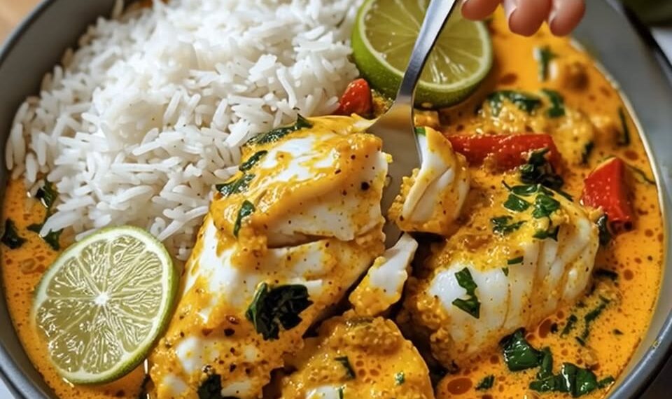Tropical Coconut Lime Fish Curry with Jasmine Rice