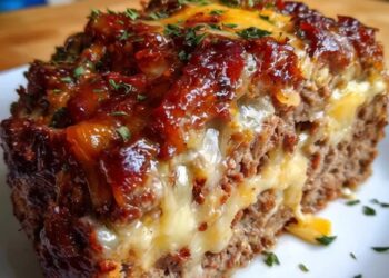 Crockpot French Onion Meatloaf with Melted Swiss Bliss