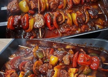 Fantastic shashlik with homemade shashlik sauce