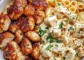 Garlic Butter Chicken Bites with Parmesan Pasta