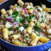 Rigatoni in a Creamy Beef and Feta Sauce