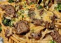 Heavenly Creamy Garlic Parmesan Penne with Steak & Veggies