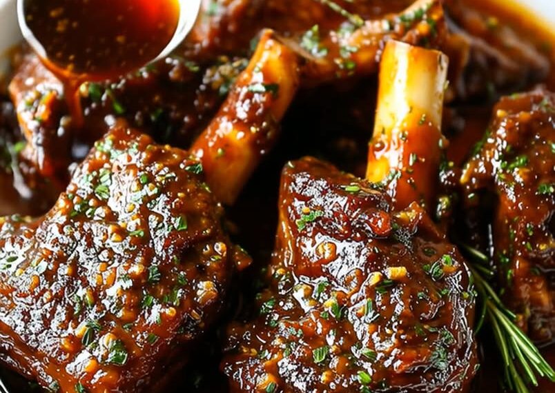 Slow-Braised Lamb Shanks in a Rich Herbed Gravy