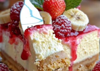 Irresistible Lemon Cheesecake Cream with Strawberry-Banana Bliss