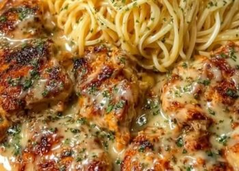 Garlic Butter Chicken Bites with Creamy Parmesan Fettuccine