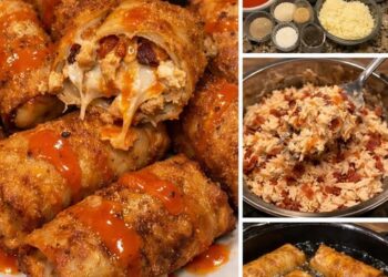 Indulge in Stuffed Crispy Bacon Chicken Buffalo Egg Rolls Today!