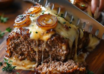 French Onion Meatloaf with Melted Swiss Cheese