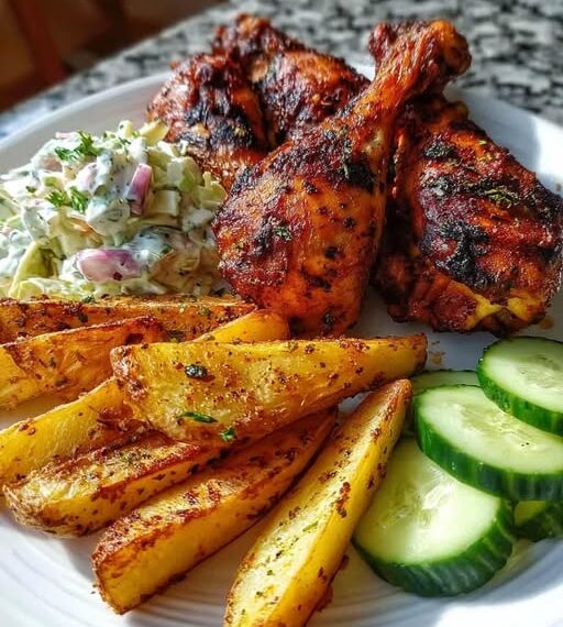 Spiced Chicken & Crispy Potato Wedges Plate