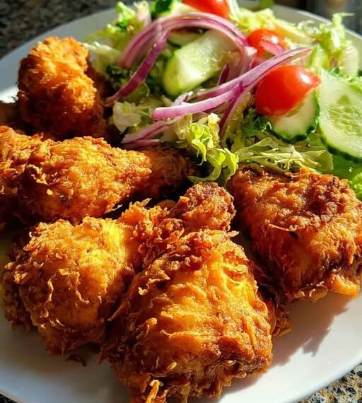 Crispy Fried Chicken with Fresh Garden Salad