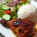 Sticky Glazed Chicken Leg with Rice & Fresh Garden Salad