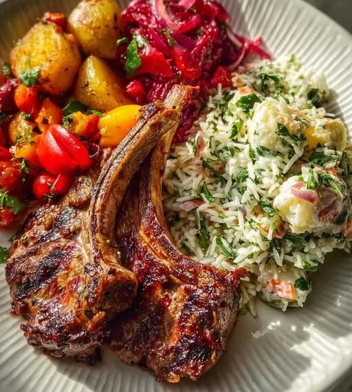 Spiced Lamb Chops & Herbed Rice Plate