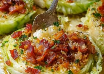 Low Carb Loaded Cabbage Steaks With Rich Butter Bacon Blend are a savory delight!