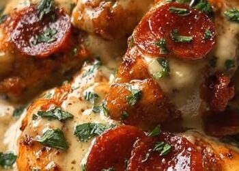 creamy pepperoni chicken skillet 
