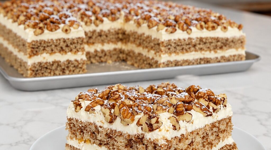 Nut and Cream Slices with a Creamy Filling