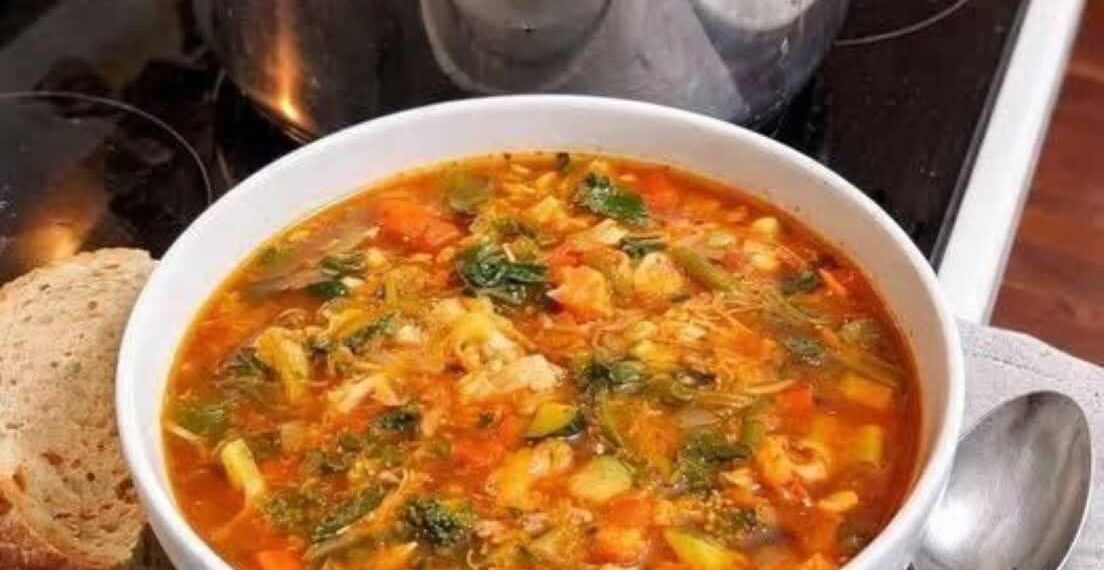Meaty Cabbage soup in crockpot