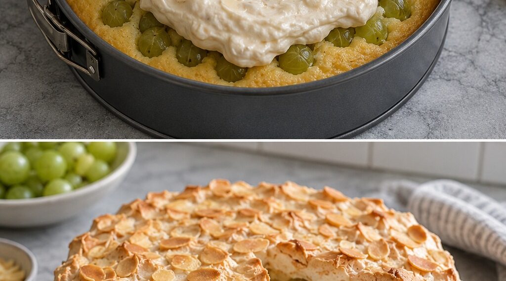 Gooseberry pie with meringue