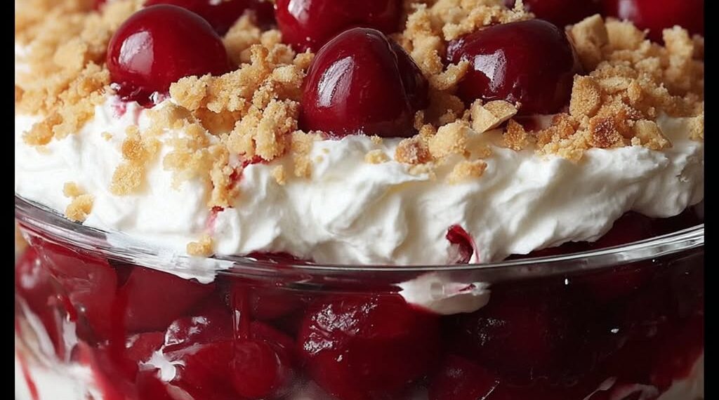 Delectable Cherry Cheesecake Fluff | No Bake Christmas Desserts