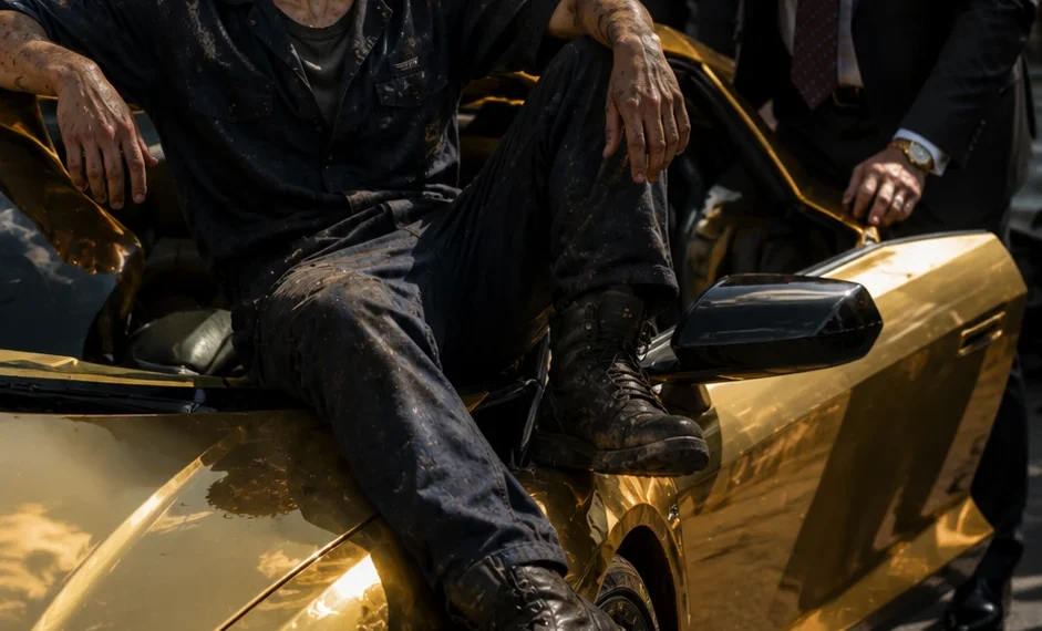 “The Mechanic Boy and the Broken Gold Car.