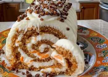 Creamy Carrot Cake Roll With Homemade Cream Cheese Frosting