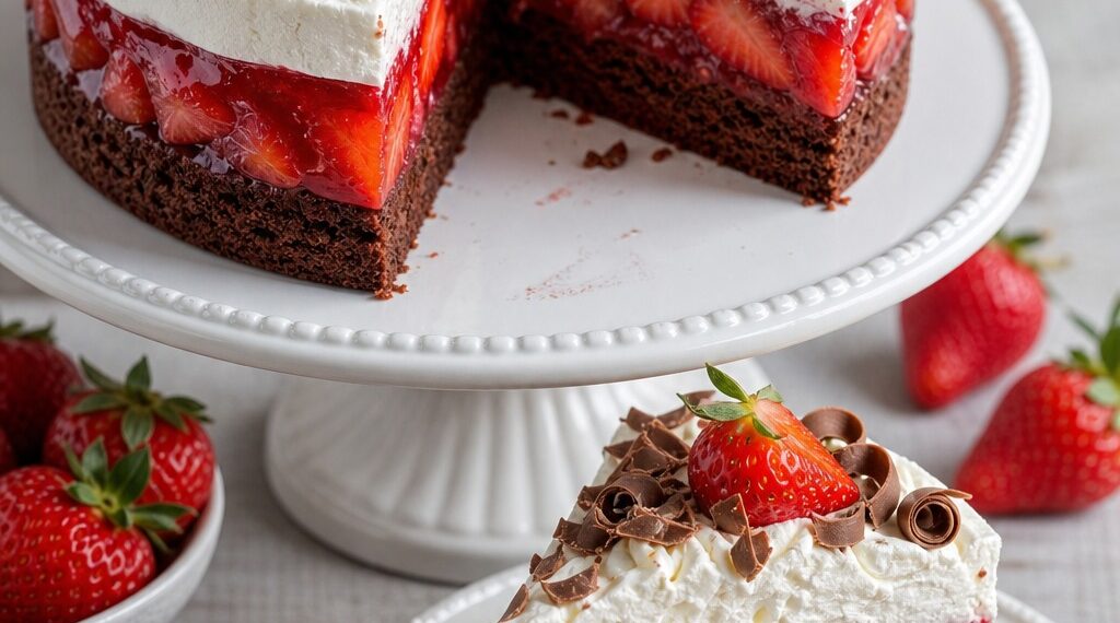 Strawberry Chocolate Cream Cake 🍓🍫