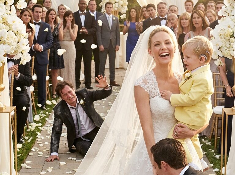 As I turned to walk away in my wedding dress, holding my son’s hand, the billionaire owner of the venue blocked our path.
