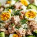 Wow, how can salad be so delicious? Egg, cucumber, and tuna salad.