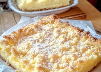 Grandma’s favorite cake baked anew! Vanilla pudding crumb cake from a sheet pan – so creamy, so crispy, so good!