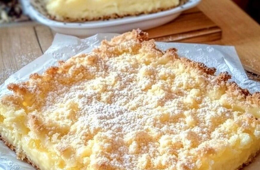 Grandma’s favorite cake baked anew! Vanilla pudding crumb cake from a sheet pan – so creamy, so crispy, so good!