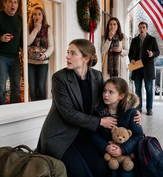 I returned from my military deployment early to surprise my family for Christmas, only to find my little girl sitting on the freezing porch, clutching her teddy bear. ‘Daddy said we don’t belong here anymore,’ she whimpered. Looking through the window, I saw him helping his mistress decorate our family Christmas tree. I didn’t bother knocking. I just scooped up my daughter and said, ‘Come with Mom.’ They had absolutely no idea they had just made the biggest mistake of their lives.