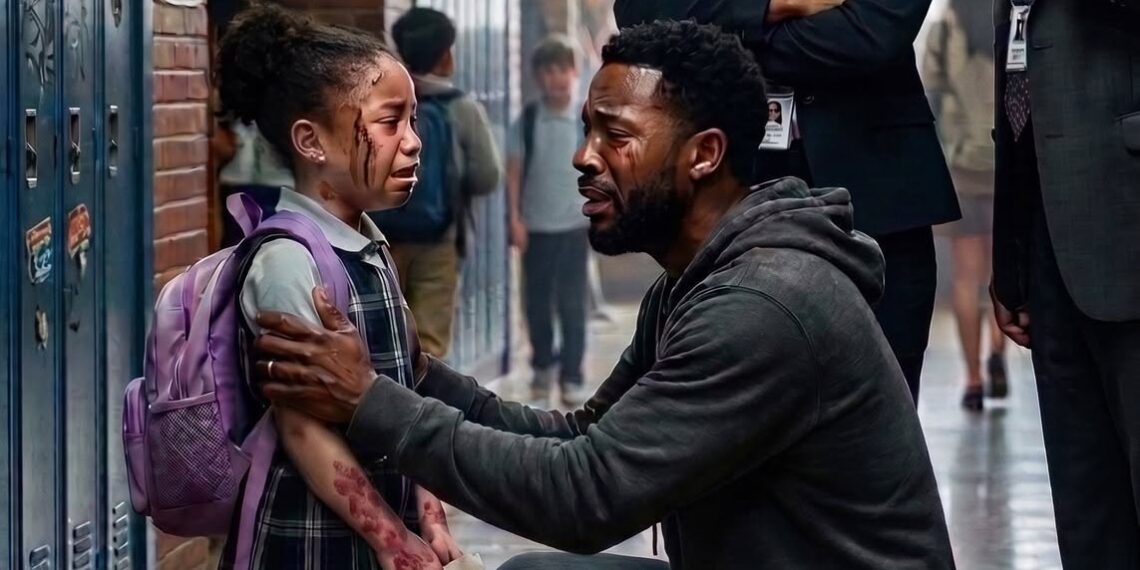 “My teacher hurts me when no one is watching,” my 6-year-old sobbed, showing me her bruised arm. The principal sneered, “She fell on the playground, stop making things up.” I said nothing, only turned my phone screen to him. His smug face instantly drained of color, his hands trembling as he stared at the screen…