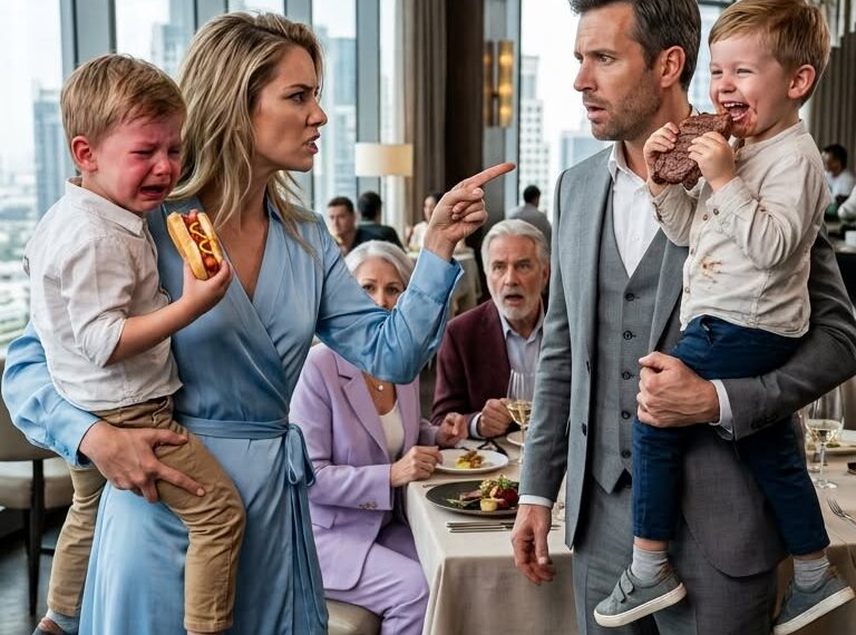 At a family dinner, my brother fed my 8-year-old son a dry hotdog on a paper plate while his kids ate $120 steaks. “Kids eat hotdogs,” he laughed. He thought my secret bank account was paying the $6,500 bill and his $12,000 Rolex gift. I didn’t cry. When the waiter returned, I stood up and made one announcement that silenced everyone.