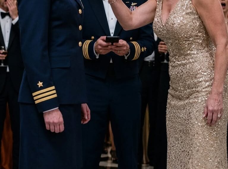 My mother-in-law shredded my gown, so I wore my Military Dress Blues to her elite gala. She grabbed the mic to humiliate me. “Security, throw this trash out,” she sneered. She threatened to cut my husband’s inheritance if he didn’t leave me. 