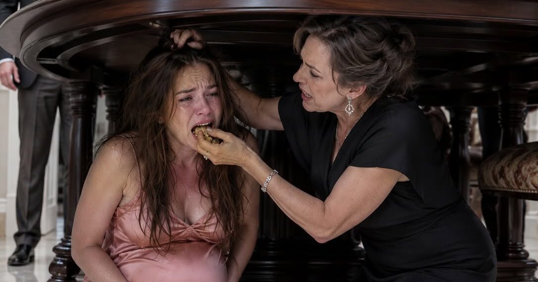 I came home for a forgotten folder and froze when I saw my mother forcing my eight-month-pregnant wife to eat b0nes under the table in front of six guests. “Don’t ever touch her again,” I said as I pulled out my phone.