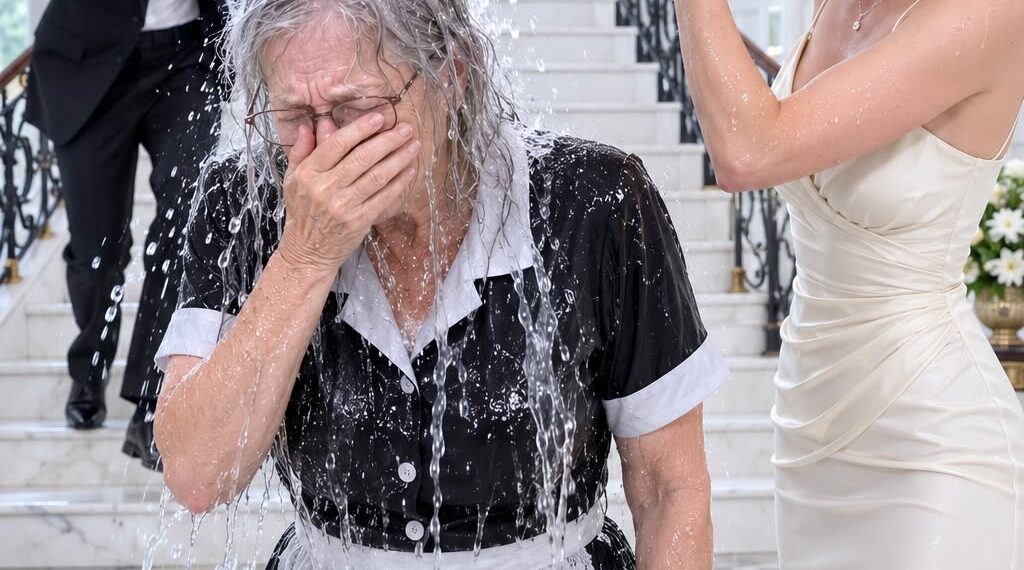 I disguised myself as a housekeeper to test my son’s fiancée before their wedding. The moment she saw my worn uniform, she sneered, “You look disgusting. Someone needs to wash the filth off you.” Then she threw a bucket of dirty water over my head and laughed. I calmly wiped my face, pressed the hidden recorder in my pocket, and called my son downstairs…
