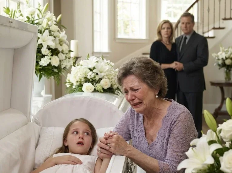 The grandmother opened her six-year-old granddaughter’s coffin and heard her whisper, “Don’t let Dad take me back.” Without screaming, she grabbed her phone and called the police.