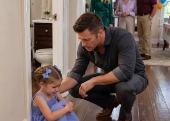 My five-year-old daughter hid from her aunt at a family gathering and quietly asked, “Daddy… am I supposed to say sorry?” Moments later, one small test exposed the truth my parents were desperate to cover up.