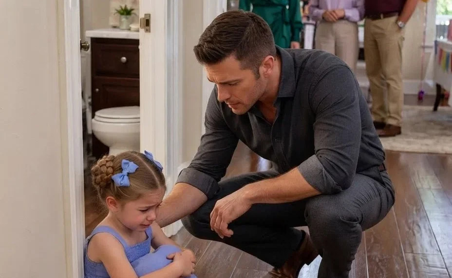 My five-year-old daughter hid from her aunt at a family gathering and quietly asked, “Daddy… am I supposed to say sorry?” Moments later, one small test exposed the truth my parents were desperate to cover up.