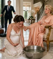 I came back for some confidential documents and found my 8-month pregnant wife kneeling, crying while washing my mother’s feet. “This house belongs to my children, not to you,” she said. I held my breath, gathered two suitcases, and showed her bank statements revealing who had been stealing from us for months.