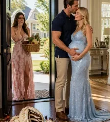 While my husband was out of town for work, I brought a cake to visit his best friend’s widow, fully expecting her to be deep in grief. But the exact moment that front door opened, my jaw absolutely dropped…