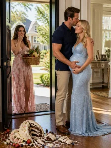While my husband was out of town for work, I brought a cake to visit his best friend’s widow, fully expecting her to be deep in grief. But the exact moment that front door opened, my jaw absolutely dropped…