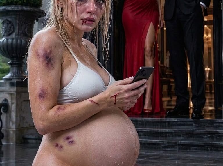 My husband violently striking my face 6 times for demanding his mistress take off my dead grandmother’s earrings. He threw me out into a storm, expecting me to beg. As I fell, I shielded my 6-week pregnant belly.