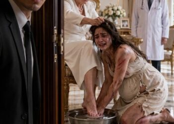 At 9 AM, I came home to find my 8-month pregnant wife kneeling on the floor, weeping as my mother forced her to wash her feet. A corrupt doctor stood by with a syringe to sedate her. 