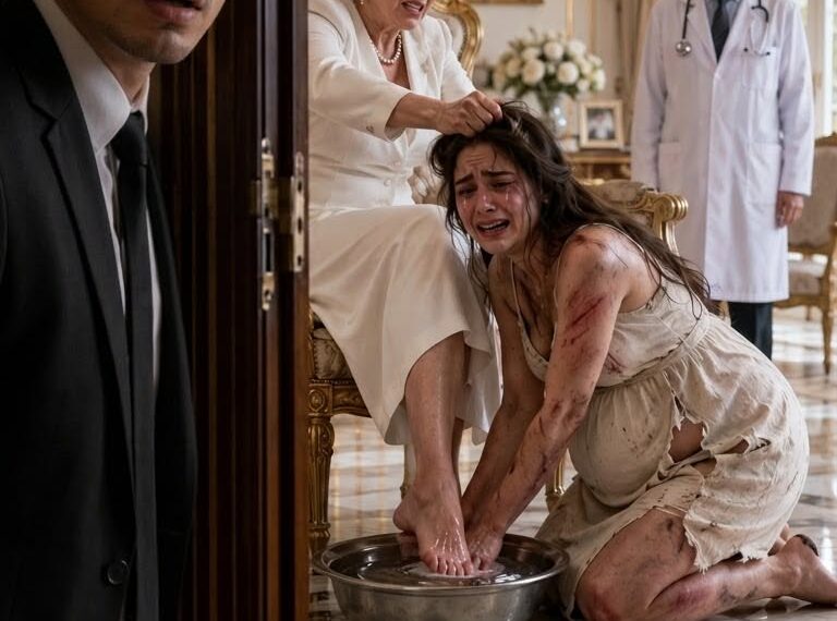 At 9 AM, I came home to find my 8-month pregnant wife kneeling on the floor, weeping as my mother forced her to wash her feet. A corrupt doctor stood by with a syringe to sedate her.