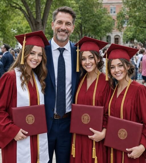 “Twenty-two years ago, my brother left his six-month-old triplet daughters at my doorstep with only three car seats, one diaper bag, and a handwritten note. I brought them up as my own. At their college graduation, they returned to the stage one final time—and what they shared left me completely overwhelmed.