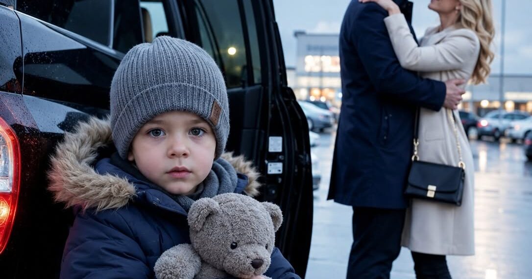 “My police officer husband left our 4-year-old son alone inside the car to go upstairs to his ex’s apartment. When they found him walking around in his socks between vehicles, he said, ‘It was only five minutes.’ I didn’t argue. I asked them to preserve the parking lot security footage. The recording revealed how long he had really been upstairs… and ended up exposing a much more sinister plan.”