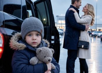 “My police officer husband left our 4-year-old son alone inside the car to go upstairs to his ex’s apartment. When they found him walking around in his socks between vehicles, he said, ‘It was only five minutes.’ I didn’t argue. I asked them to preserve the parking lot security footage. The recording revealed how long he had really been upstairs… and ended up exposing a much more sinister plan.”